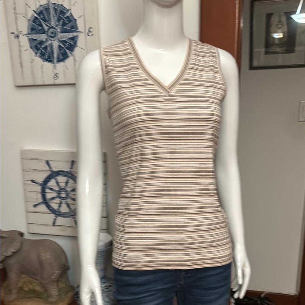 NWT northern reflections size small Striped Sleeveless Top - Brown